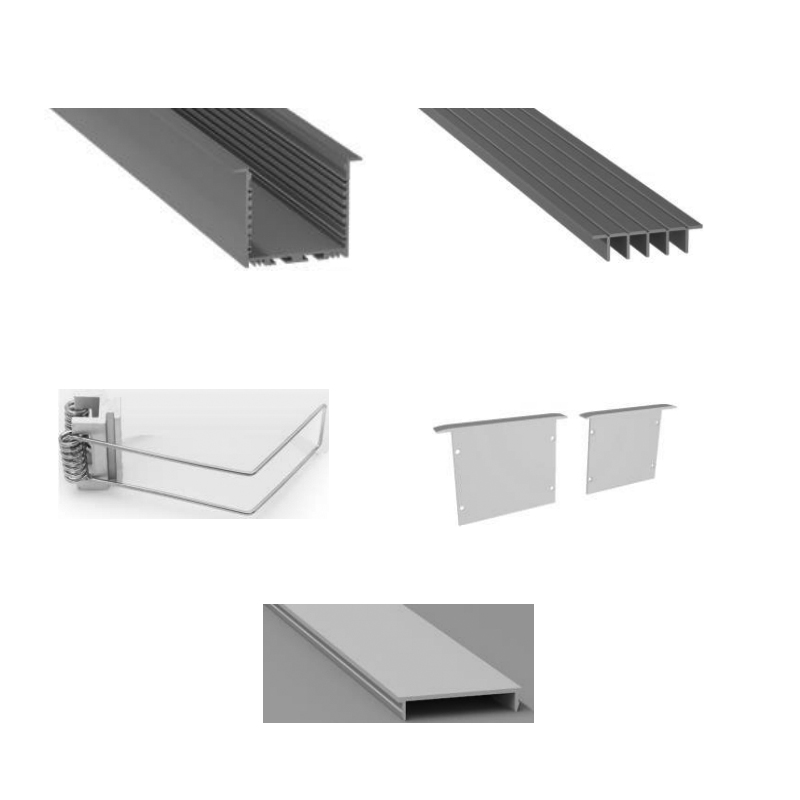 Recessed U Channel Aluminum LED Light Diffuser For LED Tape Lighting - Inner Width 53mm Recessed U Channel Aluminum LED Light Diffuser For LED Tape Lighting - Inner Width 53mm